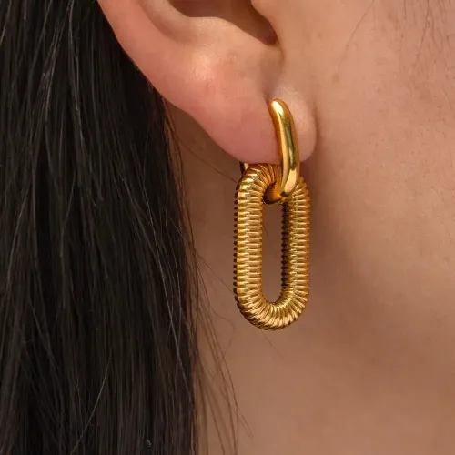 JDET671 18K gold plated stainless steel chain jewelry earrings