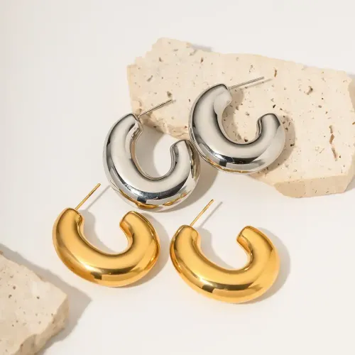 JDET613 18K gold stainless steel chubby earrings for women wholesale