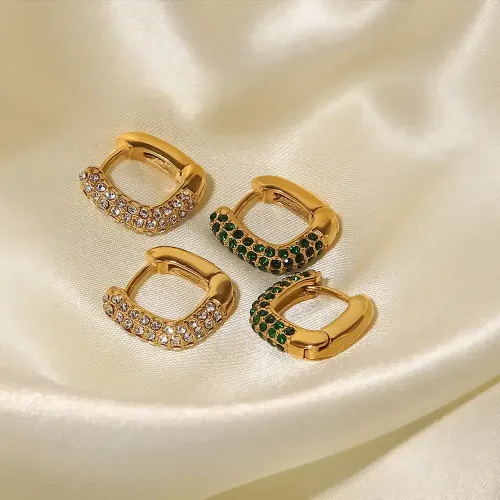 JDET233 diamond-encrusted square earrings