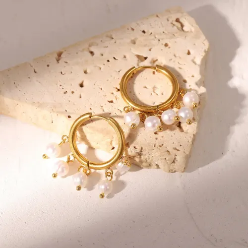 JDET564 Small pearl tassel drop earrings