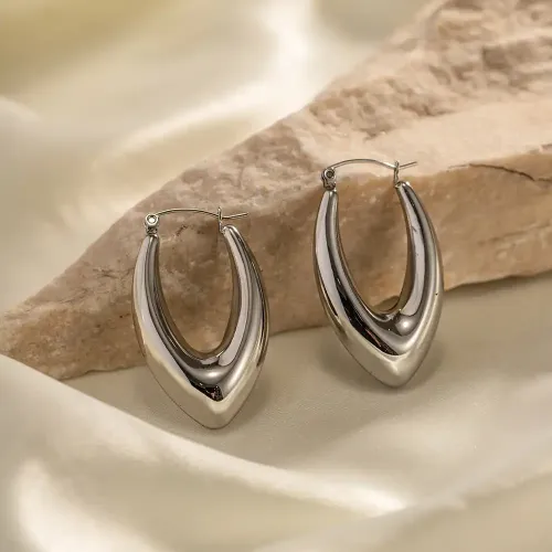 JDET446 Stainless steel French glossy hollow hoop earrings for women