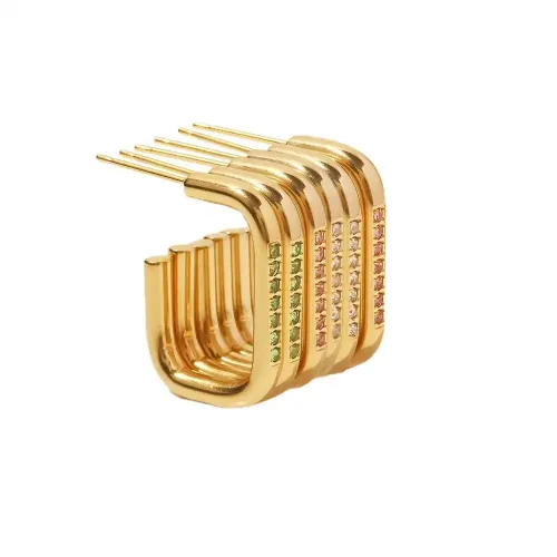 JDET205 18k Gold Plated Stainless Steel Zircon Inlaid Hoop Earrings