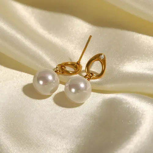 JDET644 Irregular Bump White Pearl Earrings Stud Earrings Women