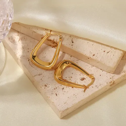 JDET241 Geometric glossy pot-shaped hollow earrings jewelry