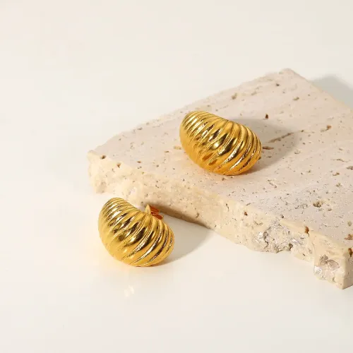 JDET318 18K gold-plated irregular spiral stainless steel earrings