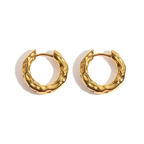 JDET149 Irregular concave convex geometric round hammer earrings