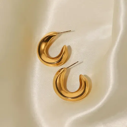 JDET236 Hollow stainless steel 18K gold plated hoop earrings