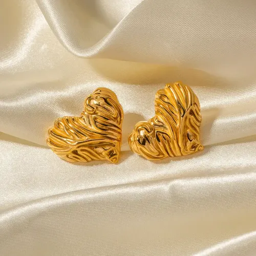 JDET849 Women's Titanium Steel 18k Gold Stainless Steel Heart Inlaid with Zirconium