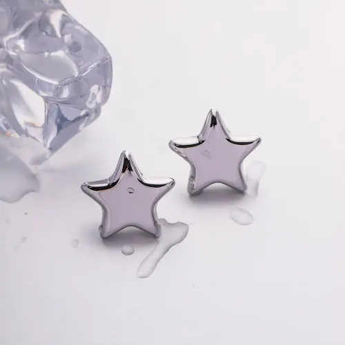 JDET724 Ladies Platinum Hollow Star Earrings White Oxidation Trendy Earrings