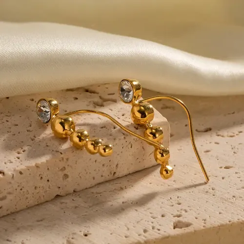 JDET464 Titanium Steel Earrings Women's 18K Gold Stainless Steel Inlaid Zircon Earrings Jewelry Wholesale