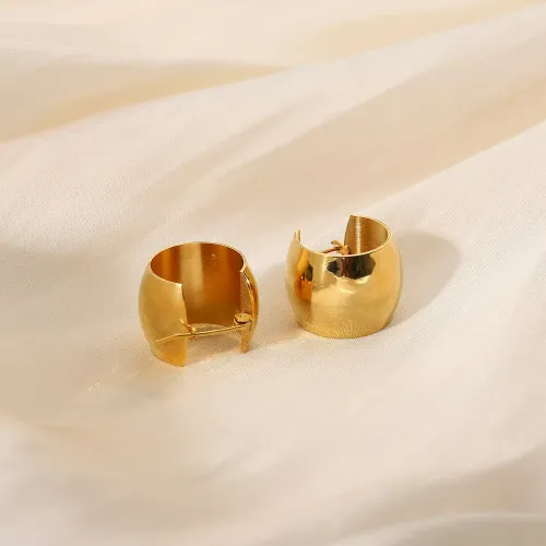 JDET496 18K gold-plated stainless steel geometric ball earrings