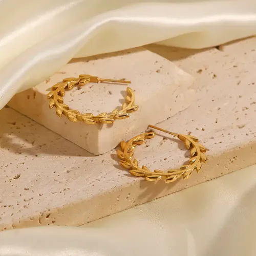 JDET670 18K gold C-shaped stainless steel earrings