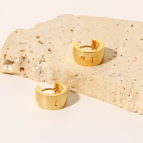 JDET255 18K gold stainless steel smooth wide face ear buckle jewelry