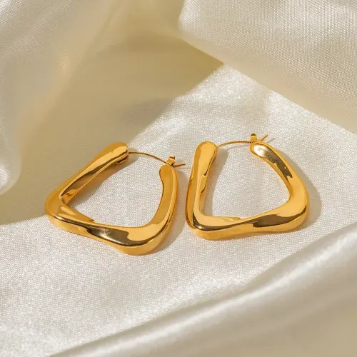 JDET576 18k gold plated stainless steel trapezoid earrings women's earrings