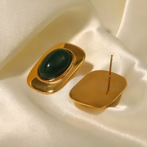 JDET868 Jewelry 18k gold oval trendy earrings