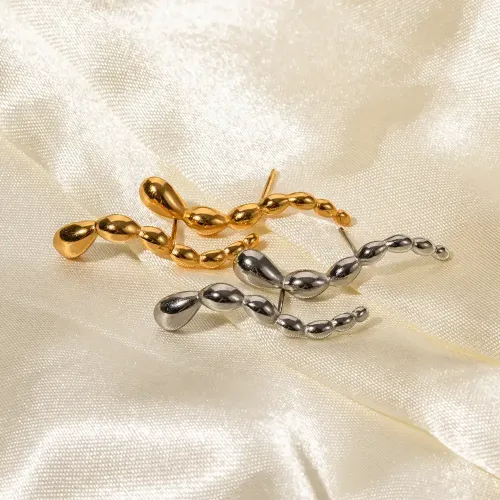 JDET572 Titanium steel gold-plated 18k gold-plated stainless steel drop-shaped earrings jewelry wholesale