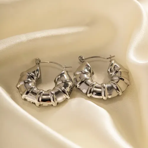 JDET447 Stainless Steel Wrap Hoop Vintage Hollow Earrings Earrings