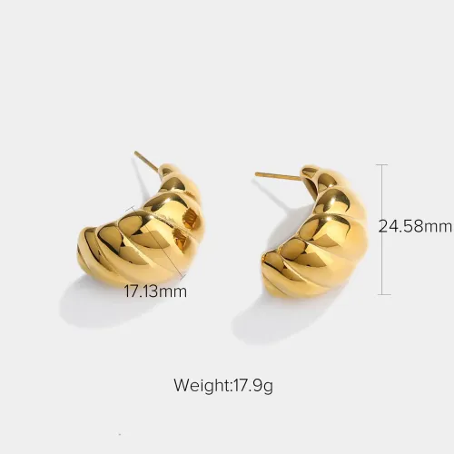 JDET383 Titanium Steel Croissant Bee Shape Stainless Steel Earrings for Women