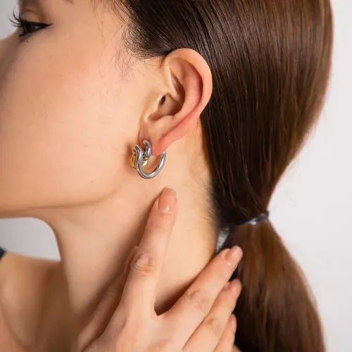 JDET784 Architectural minimalist line 18K gold stainless steel earring earrings for women