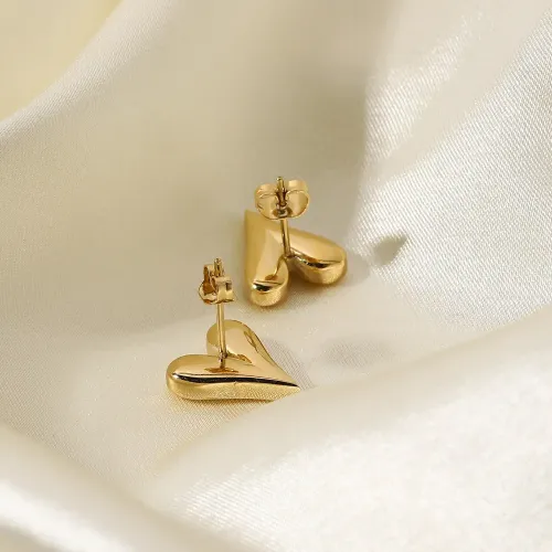 JDET475 14K gold-plated stainless steel women's heart-shaped earrings jewelry