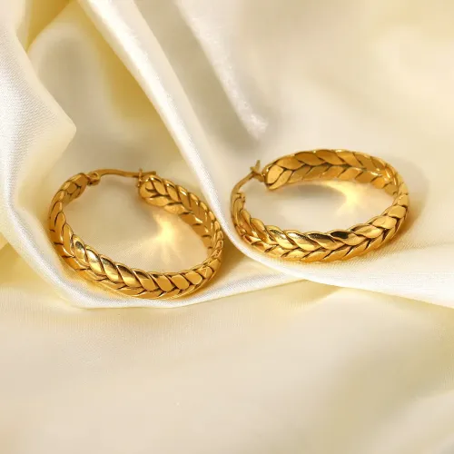 JDET350 Circle Circle 18K Stainless Steel Wheat Ear Geometric Earring Ladies Earrings Wholesale