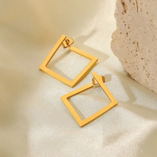JDET369 18K gold-plated stainless steel inward-facing square earrings for women personalized earrings jewelry
