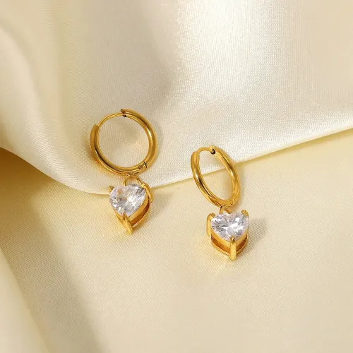 JDET337 18K gold vacuum electroplated zircon stainless steel cubic zirconia pendant earrings
