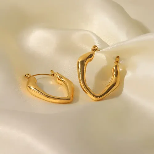 JDET167 Geometric Snap On Earrings