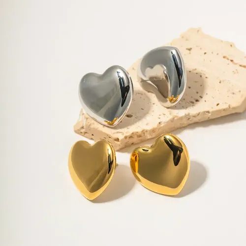 JDET618 Jewelry 16k gold stainless steel glossy love earrings