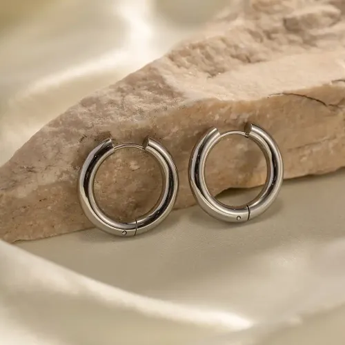 JDET472 Stainless steel women's hoop earrings non-fading jewelry
