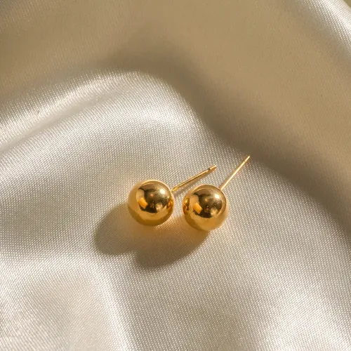 JDET444 18K Gold Stainless Steel Bead Earrings Jewelry