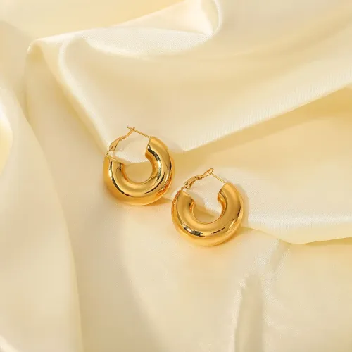 JDET456 Titanium Steel 18K Gold Earrings Ear Clip Style Fashionable Women's Earrings