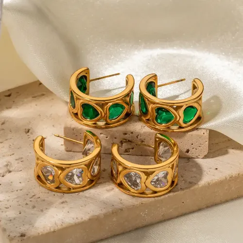 JDET610 18k gold plated love-shaped stainless steel C-shaped earrings wholesale