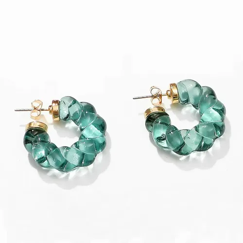 JDET632 Minimalist Jewelry Solid Color Transparent Resin C Shape Ladies Resin Twist Hoop Earrings