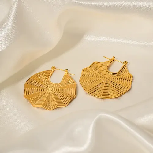 JDET528 Stainless Steel 18K Stainless Steel Scalloped Lace Earrings Jewelry Wholesale
