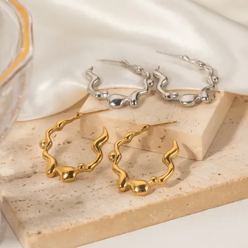 JDET603 16K gold stainless steel irregular jewelry earrings wholesale