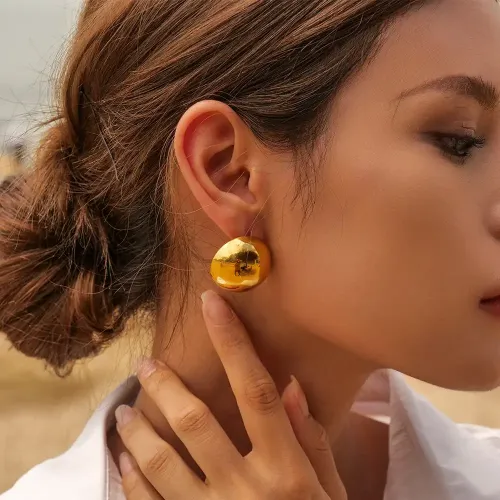 JDET877 trendy stainless steel hemispheric earring...