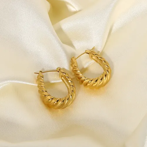 JDET371 C-shaped croissant earrings 18K gold-plated stainless steel