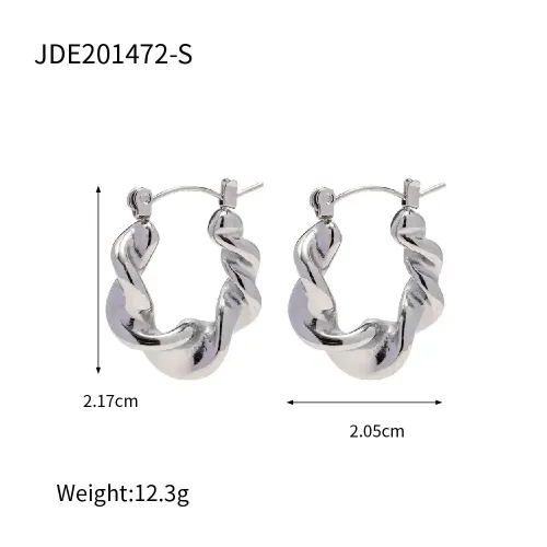JDET451 Stainless steel twist hoop titanium steel geometric drop earrings for women