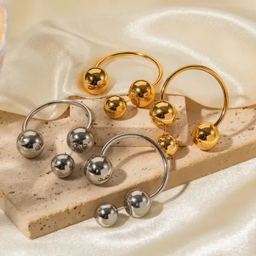 JDET814 18K gold stainless steel ball earrings for women