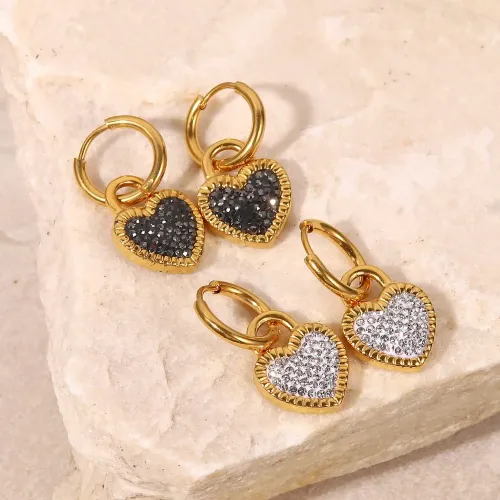 JDET280 Zircon Love Stainless Steel Earrings