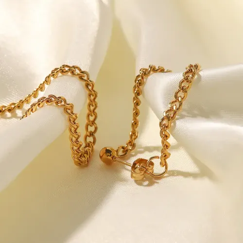 JDET174 Hypoallergenic non-fading stainless steel chain earrings ear jewelry