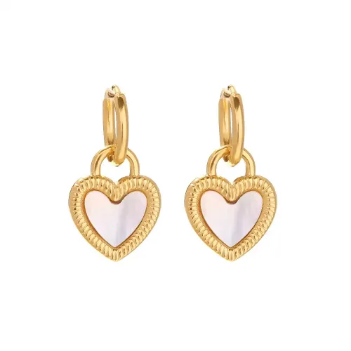 JDET867 18k Gold Plated Stainless Steel White Heart Shape Pendant Women Jewelry Wholesale