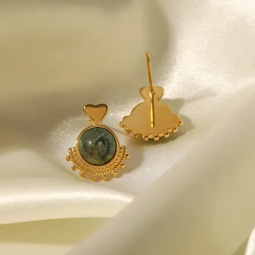 JDET712 18K gold-plated stainless steel women's African sun light love titanium steel stud earrings women's jewelry wholesale