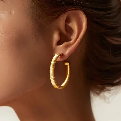 JDET231 Stainless steel C-shaped hoop earrings