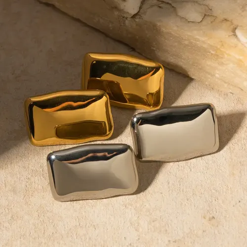 JDET815 18K gold rectangular trendy women's earrings
