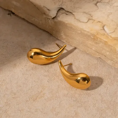 JDET821 Titanium steel plated 18k gold droplets women's popular earrings jewelry
