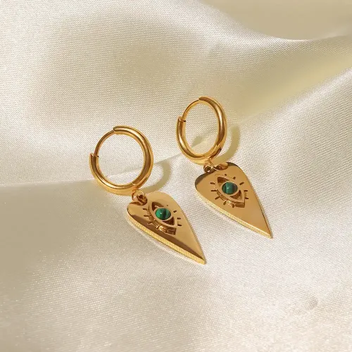 JDET226 Love pendant eye inlaid natural stone earrings