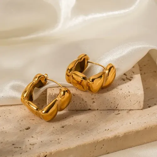 JDET537 18K Gold Plated Handmade Square Peas Earrings Earrings Women's Earrings Wholesale
