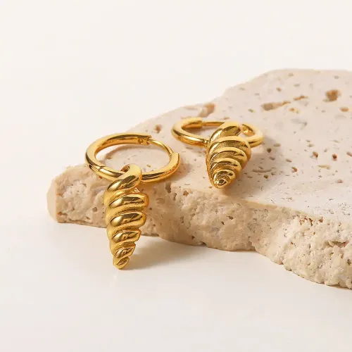 JDET180 18K Gold Stainless Steel Screw Drop Earrings